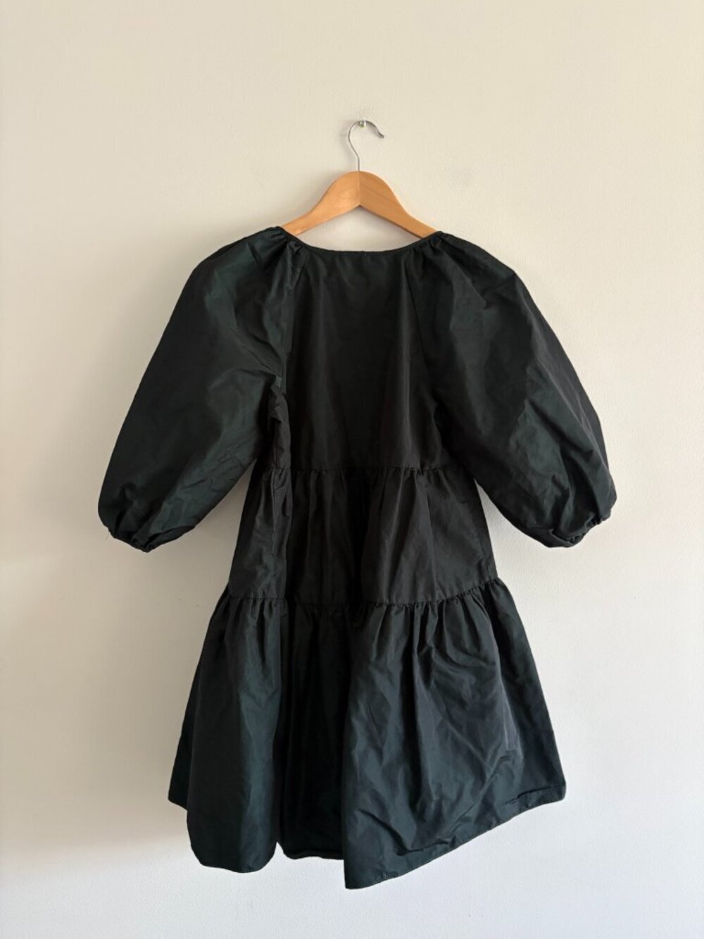 Aritzia Wilfred Fantasy Taffeta Babydoll Dress Dark Shimmer Green 2XS - Picture 3 of 6